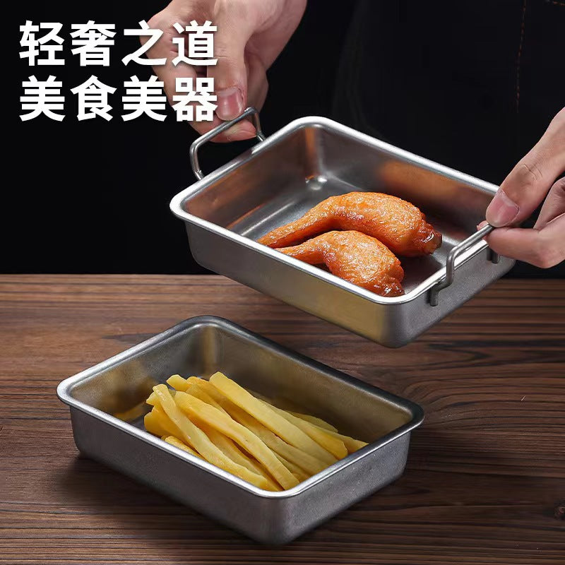 304 retro korean style high square plate creative snack plate fried chicken french fries dessert box old outdoor tray snack plate