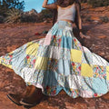 2025 european and american amazon cross-border printed patchwork women's fashion floral midi/maxi skirt