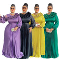 fashionfashionelegantlong sleevesdress african export plus size women's pleated skirt