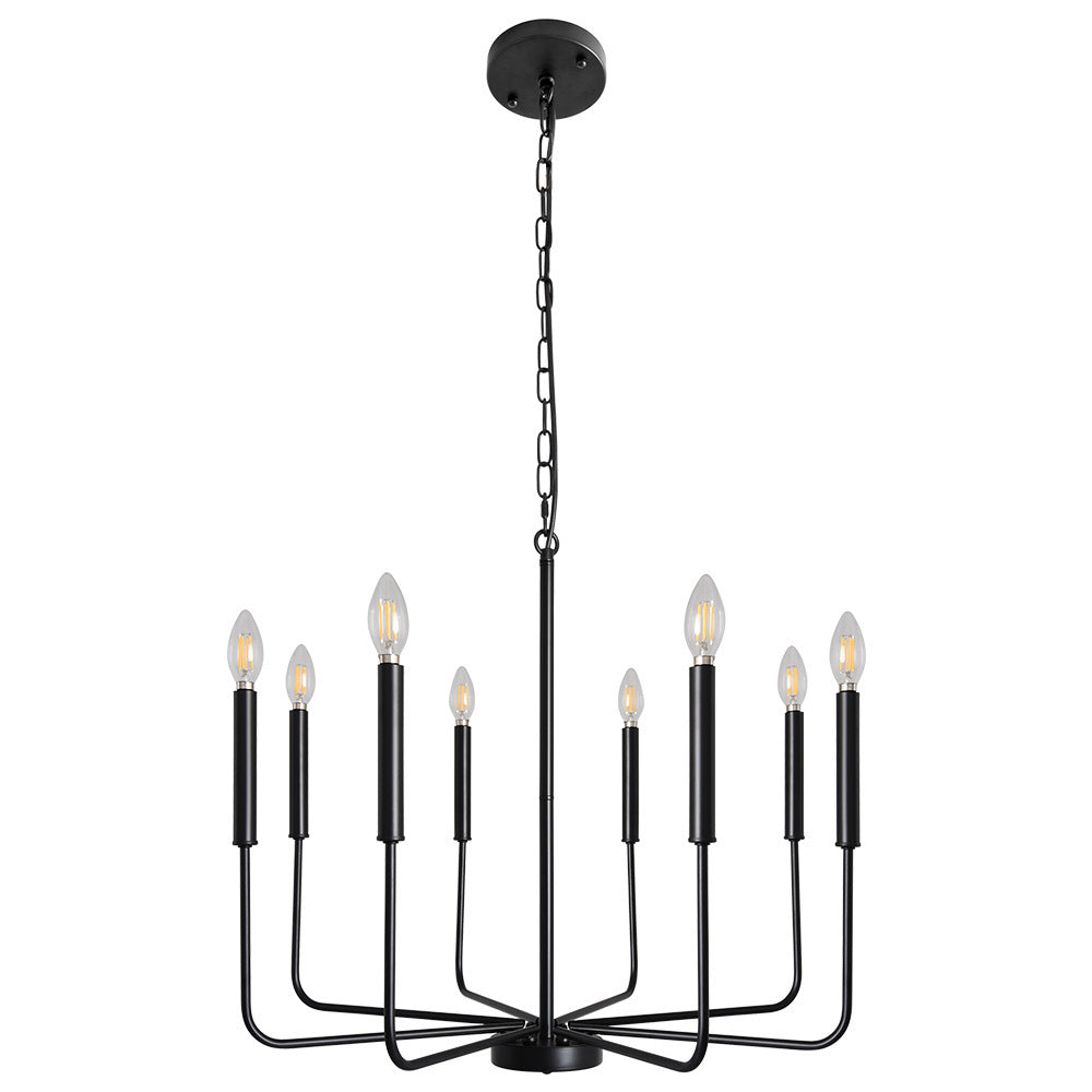 Cross-border  American retro chandelier, American country 6 heads 8 heads black gold wrought iron lamps