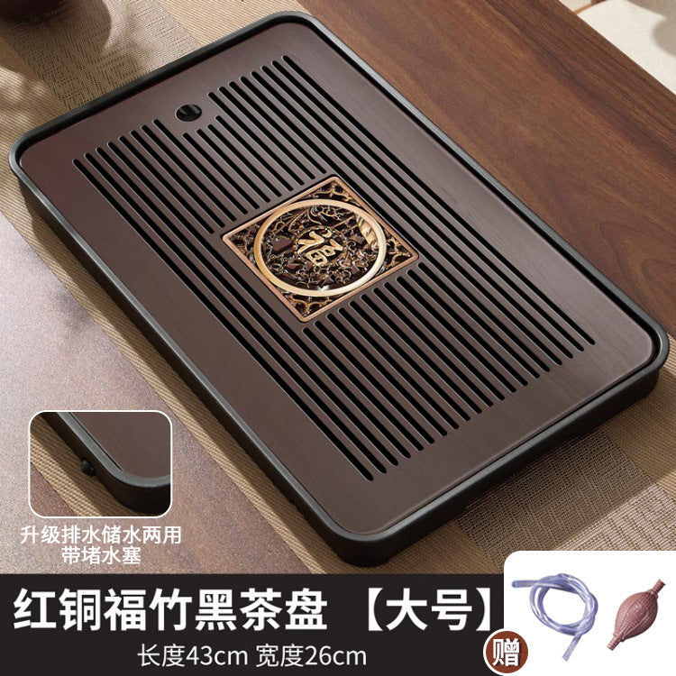 Tea tray, small tea table, one piece, dry soaking table, drain tray, tea sea, kung fu tea set, tea tray, tea table, bamboo portable