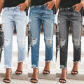 summer  cross-border e-commerce new denim distressed jeans,  trendy women's casual pants