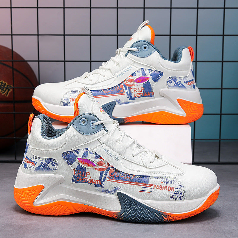 Basketball sneakers for men, spring high-top, anti-slip, youth sports running shoes, casual shoes for middle school students, 2026 hot-selling style