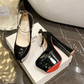 Spring autumnew arrivalk-styleflatswaterproof platform women's shoes thick heel high heels round toe one-piece buckle patent leather princess shoes