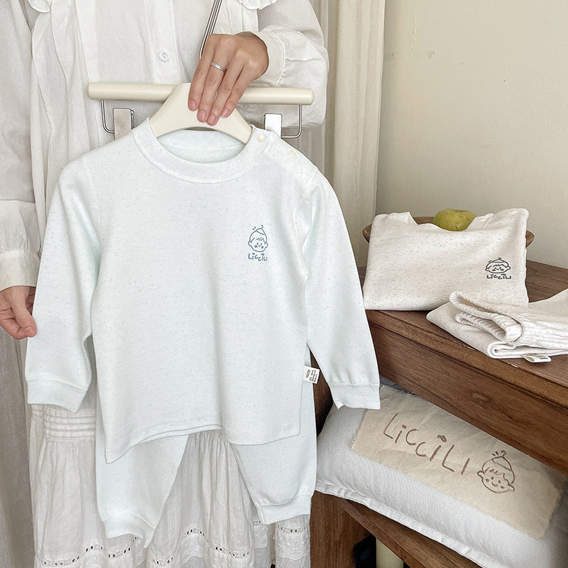 Baby thermal underwear set - high-waisted fleece-lined separates for kids, warm innerwear, autumn/winter loungewear, infant sleepwear