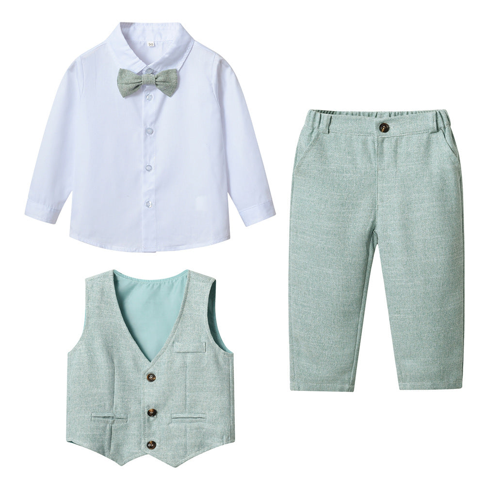 Spring & fallkids small suitsuitboyplaidboy baby suit handsome first birthday flower girl dress performance costume
