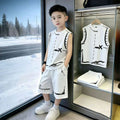 Kids' vest set:  new summer collection for boys - stylish sleeveless outfit for mid-to-large children, trendy two-piece summer set