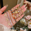 Super fairy micro-embedded zircon bows bracelet for women classy sense of accessible luxury crystal bracelet best selling exquisite pull-out hand jewelry