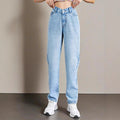 &35586#  cross-border women's fashion: european and american ins style high-waisted straight-leg loose fit versatile denim jeans