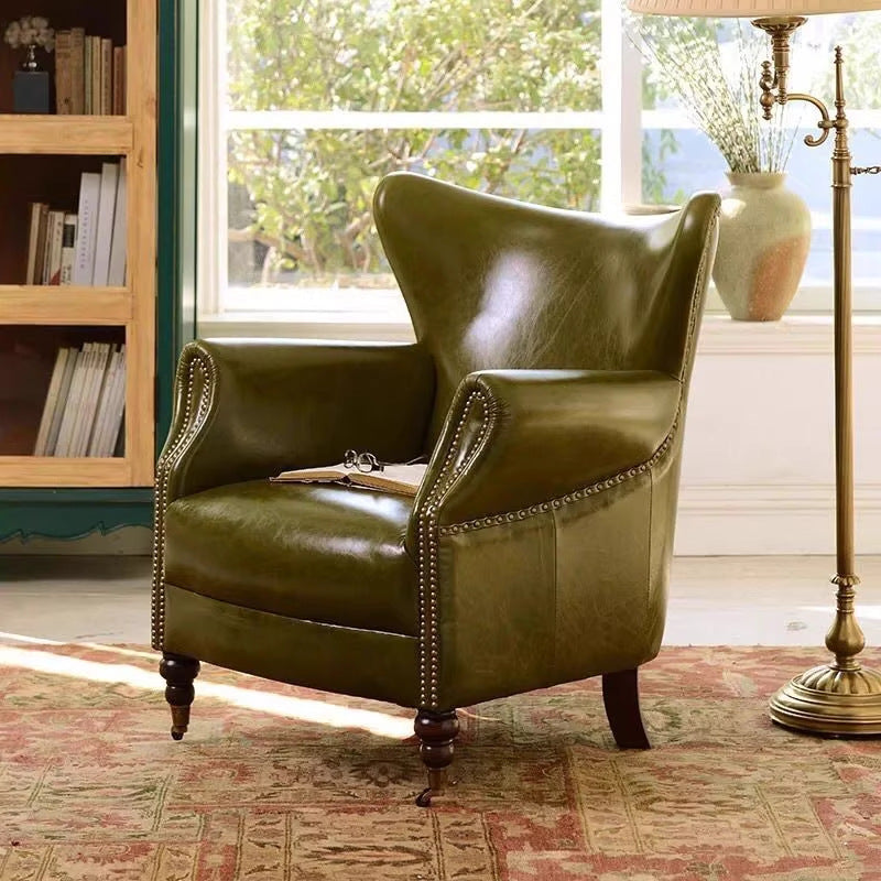 Accessible luxury living room study balcony high back chair hotel cafe single chair sofa tiger chair high backrest plaid