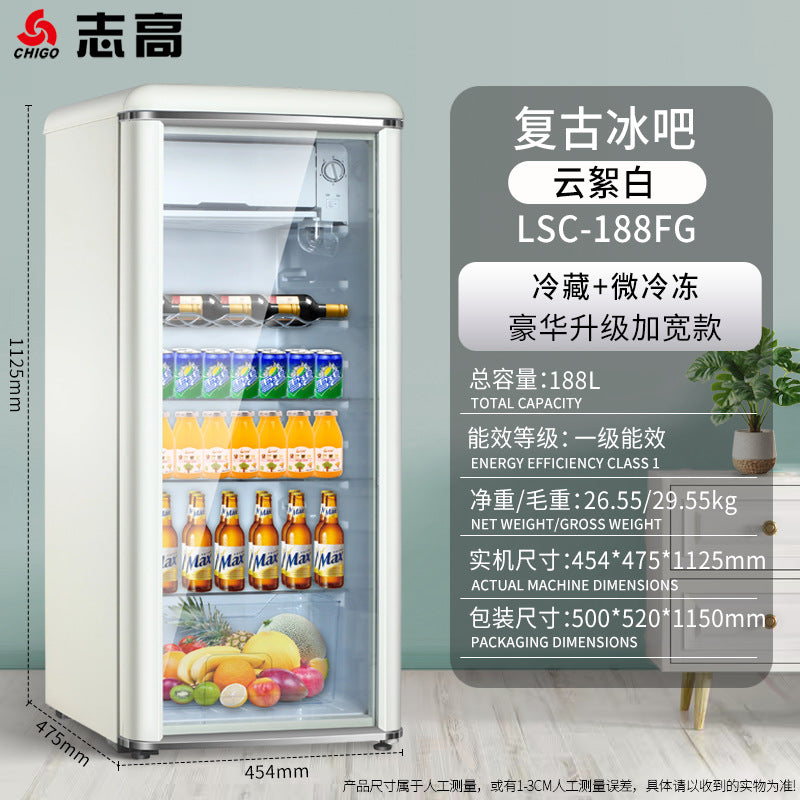 Chigo ice bar hotel b&b refrigerated ice bar small freezer transparent door refrigerator wine cabinet hotel small refrigerator