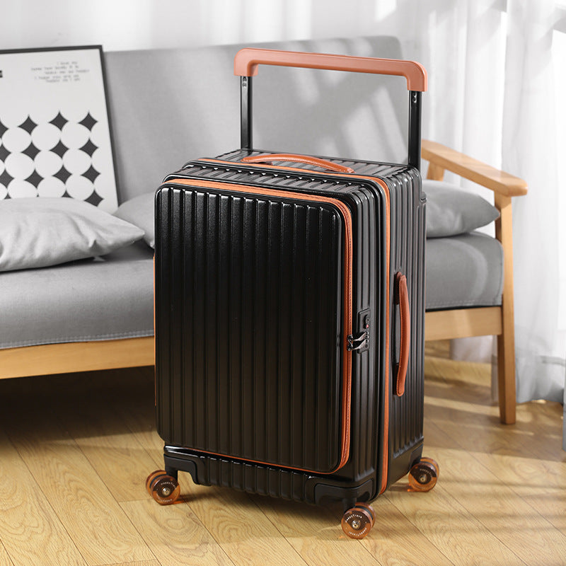 Side open suitcase expansion trolley case 20 inch boarding case pure 24 inch PC anti-drop travel bag password case leather case