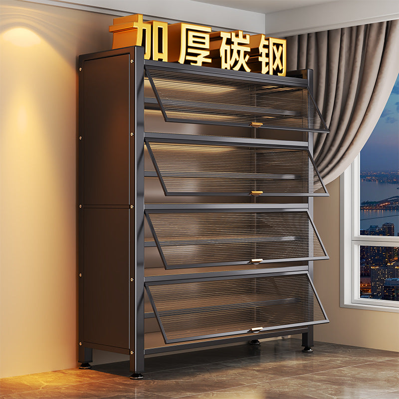 Steel shoe cabinet for home, entryway, and hallway - large capacity, floor-standing, dustproof, multi-functional storage shoe rack