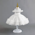 Ready-to-ship new children's formal dress - off-the-shoulder tulle princess dress for baby girls' first birthday