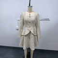fall/winter women's fashion: european & american style - elegant plaid blazer & high-waisted dress set
