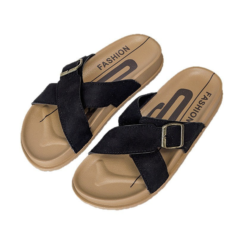 2026 new french retro platform crossover strap french chic sandals & slippers - summer women's outerwear fashion export