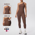 New arrival: cross-border brushed microfiber seamless tank top & leggings set - pocketed activewear for running, fitness, and yoga (two-piece)