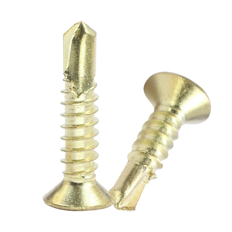 304/410 Stainless Steel Gold Cross Countersunk Head Drill Tail Screw Flat Head Dovetail Screw M3.5/M4.8/M6.3