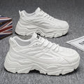 Men's chunky sneakers - spring 2025 new collection - pure white platform sneakers with hidden wedge - athletic running shoes for teens