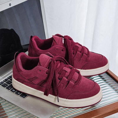 Trending influencer's choice: 2026 spring new arrival - korean style versatile chunky sole sneakers for students - angora red skate shoes