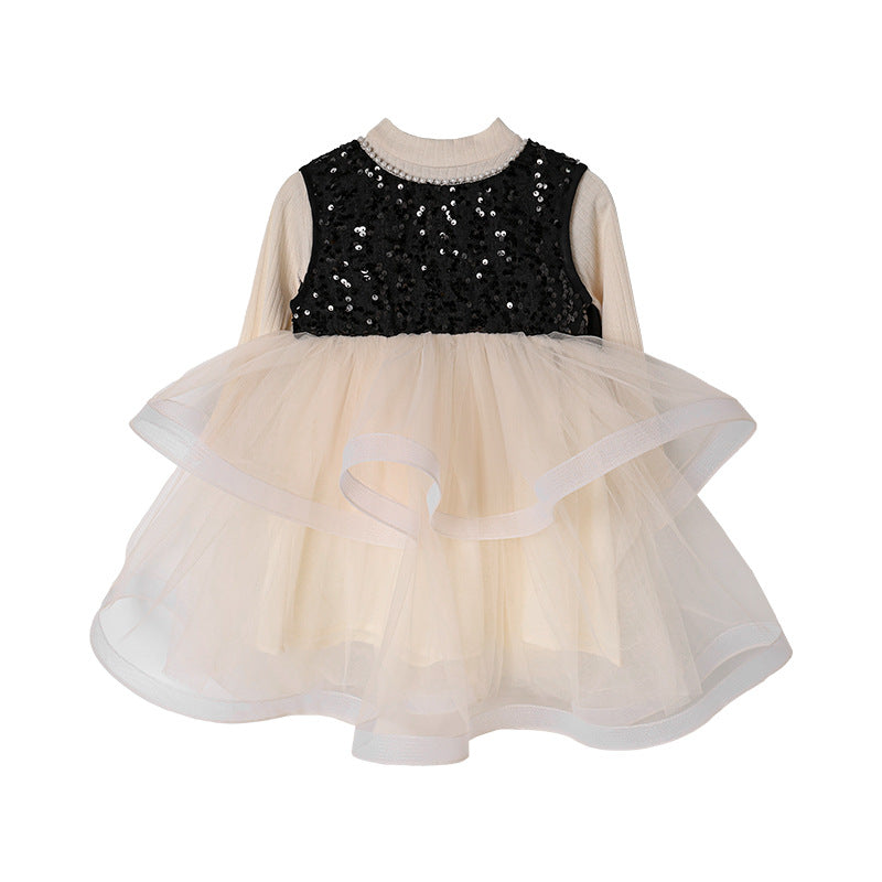 Girls' dress:  autumn new style, chic baby girl hepburn-inspired fashionable sundress, birthday gift two-piece set