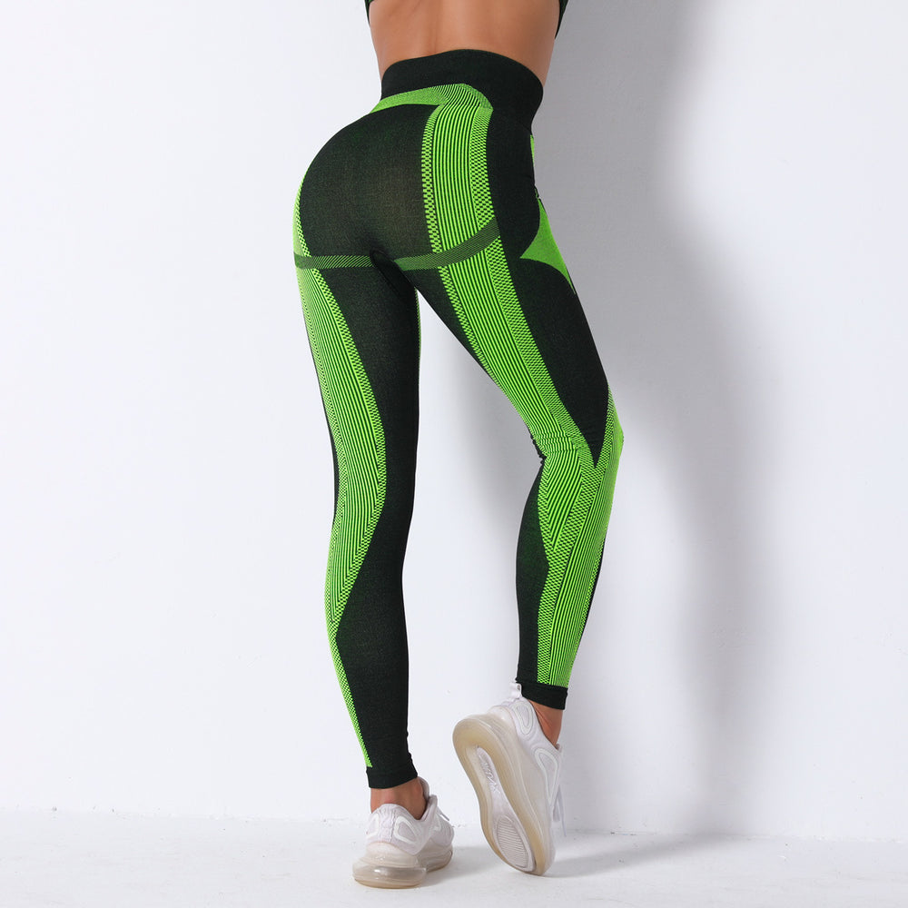 Amazon fashionhigh waist butt lift stretch tight yoga pants seamless knittingstripes peach butt lift yoga pants