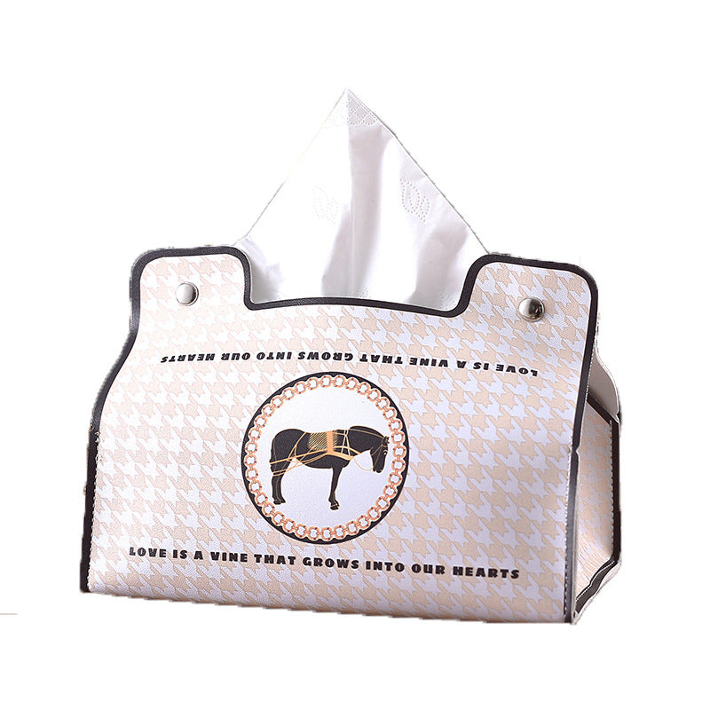 Nordic ins creative retro home tissue box light luxury fashion high-end car leather pumping paper box napkin paper box