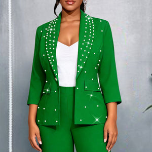 fashion lapel beading suit outwear party work clothingfashionelegantsilm suit tops blazer