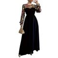 code new arrival  women's original elegant fashion round neck mesh patchwork dress