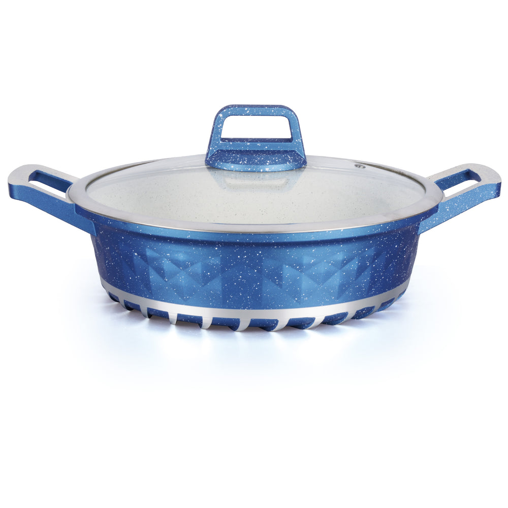 Customized die-cast six-piece diamond style medical stone non-stick aluminum pot soup pot frying pan for home kitchen utensils