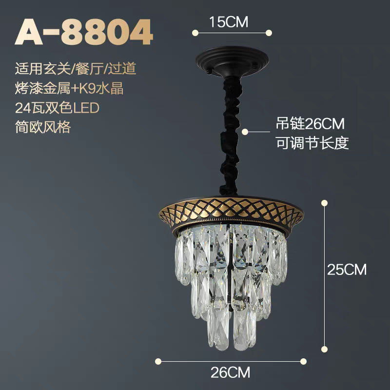 European-style light luxury american crystal small ceiling light for living room, hallway, corridor, entryway, balcony - minimalist modern indoor pendant light