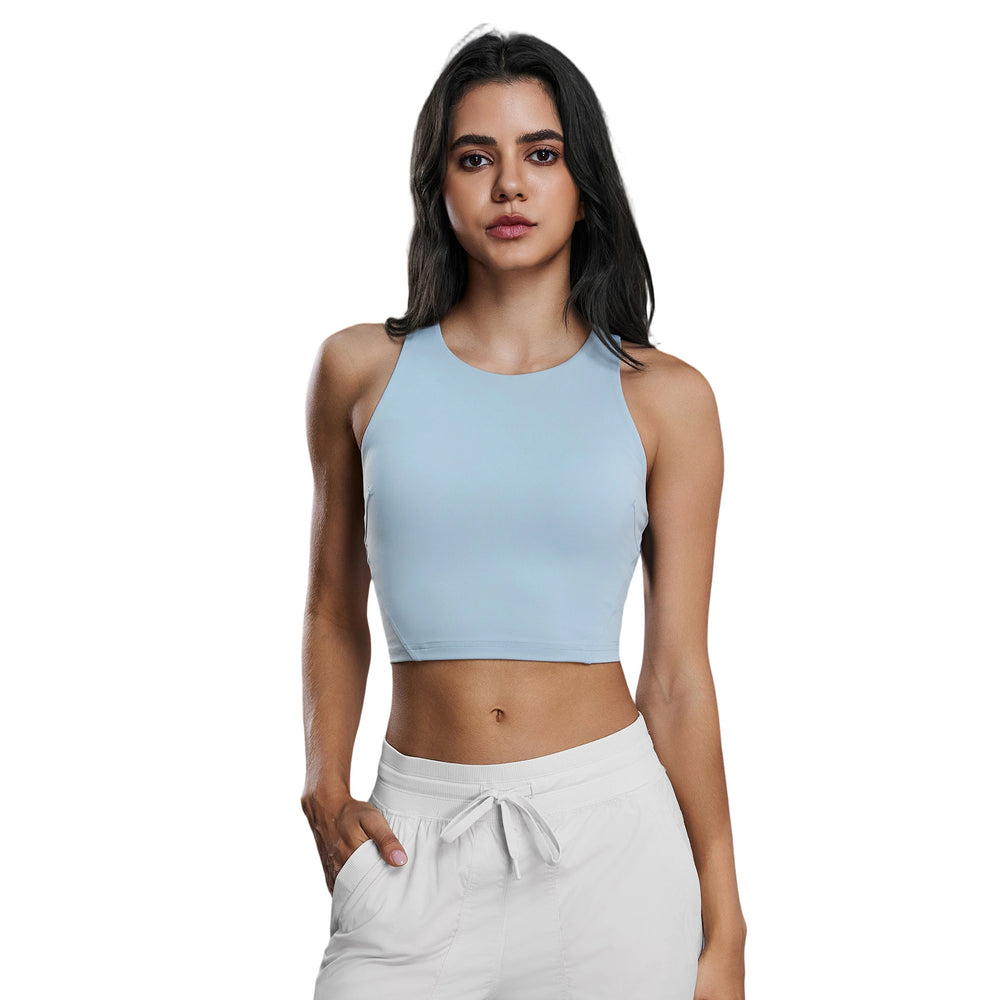 Trendy bestseller: round neck yoga tank top with built-in bra pads - barely-there feel, high-stretch, compression sports bra for women - dt169
