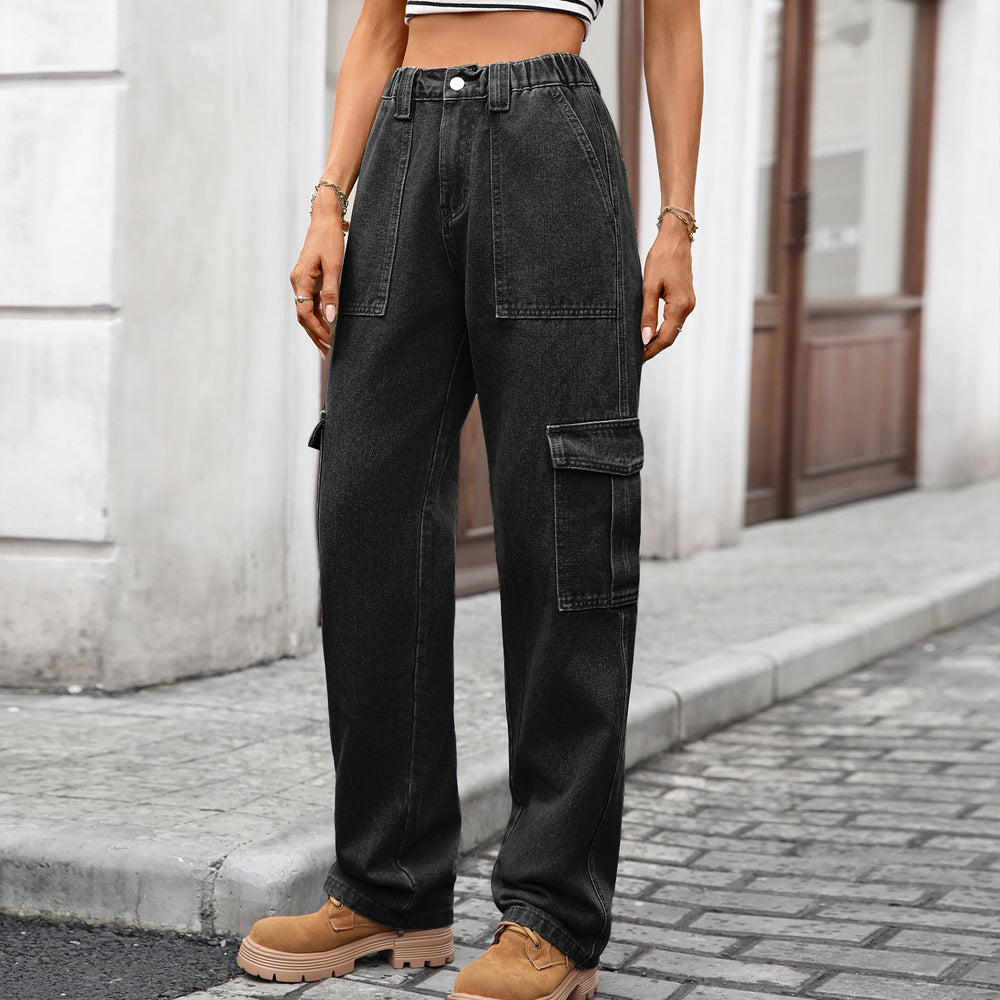 European and american cross-border e-commerce workwear jeans for women, new autumn/winter styles, hot-selling on  and , multi-pocket denim wide leg pants