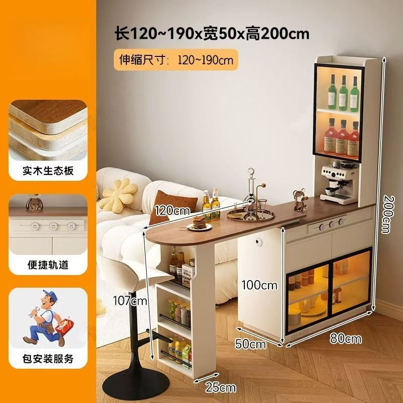 Solid wood sideboard bar all-in-one living room cream style partition cabinet wine cabinet medieval style wall storage storage low cabinet