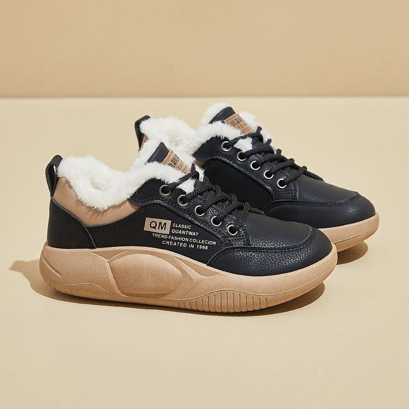 Women's winter 2025 collection: new trendy winter shoes - fleece-lined, extra thick cotton boots, cold-weather warmth, casual chunky sole ankle boots