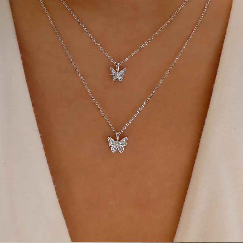 Wholesale bowknot necklaces - european & american cross-border jewelry - minimalist fashion pendants - women's alloy diamond-studded chokers & sweater chains