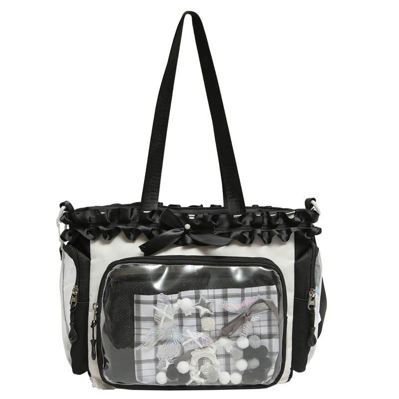 New schoolbag handbag for female junior high school students, cute and sweet large-capacity backpack, student make-up bag