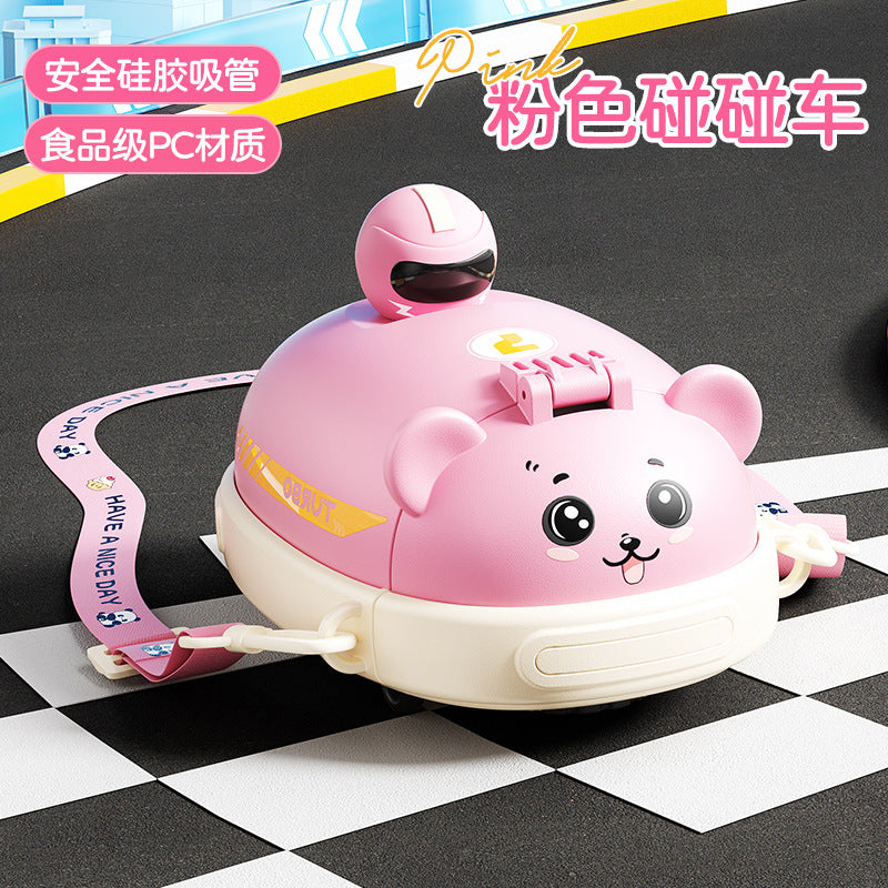 High-value kids' straw plastic water bottle - bumper car toy cup - portable outdoor kids' water bottle - pc material