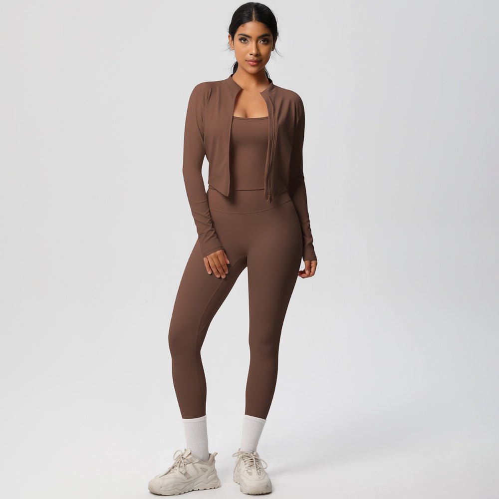 New cloud-like outdoor casual compression yoga set - quick-dry, high-waisted, slimming fitness activewear three-piece set