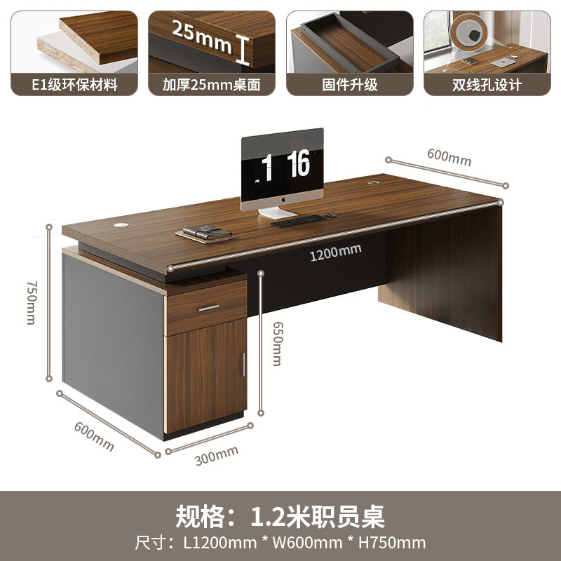 Executive office desk, modern minimalist manager's desk with computer drawer, office desk and chair set for employees