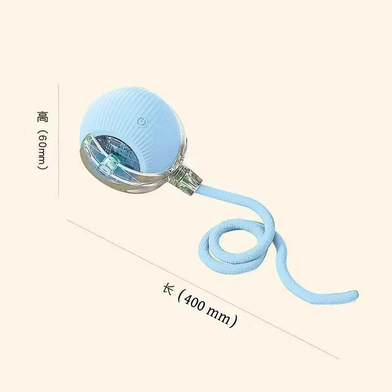 new cat toy gravity smart red rope rolling ball bird sound electric cat teasing ball tooth grinding and bite resistance