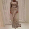 spring new european and american export women's clothing  hot stamping long sleeve elegant slim sexy maxi dress evening gown