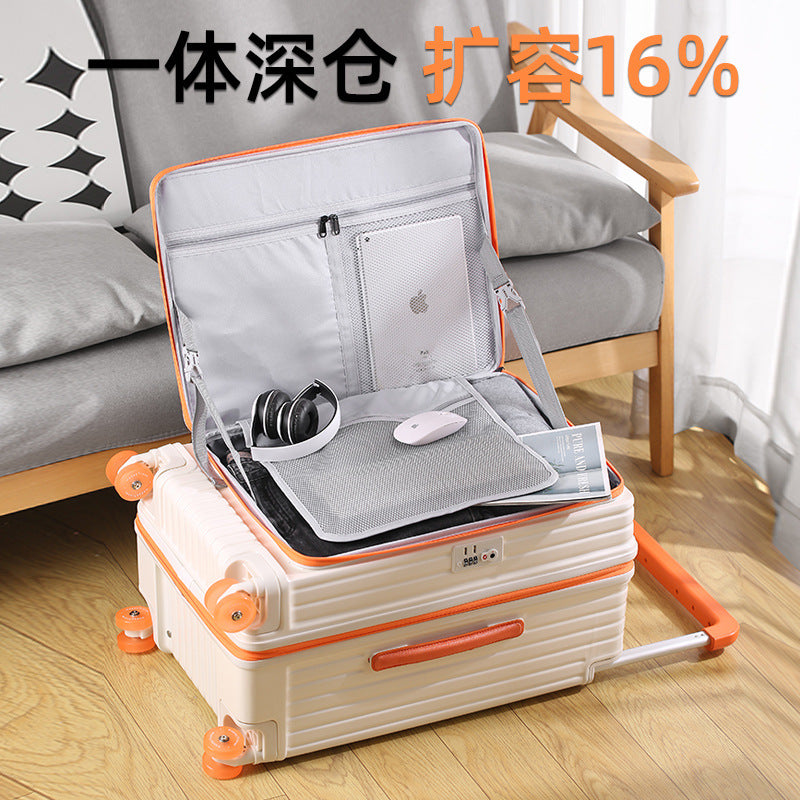 Side open suitcase expansion trolley case 20 inch boarding case pure 24 inch PC anti-drop travel bag password case leather case