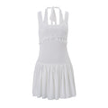 women's clothing  summer new fashionable minimalist elegant solid color spaghetti strap waist-cinching dress