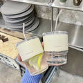 Ins style transparent aurora borealis straw glass bamboo cup good-looking coffee cup portable water cup cup ins style