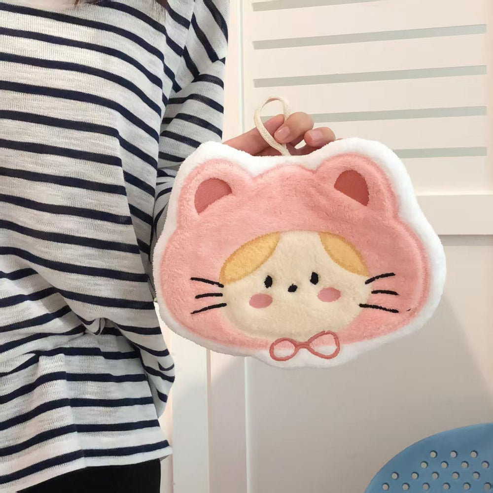 Cute animal hand towel - hanging style, super absorbent, thickened kitchen & bathroom towel/paper towel for hand drying