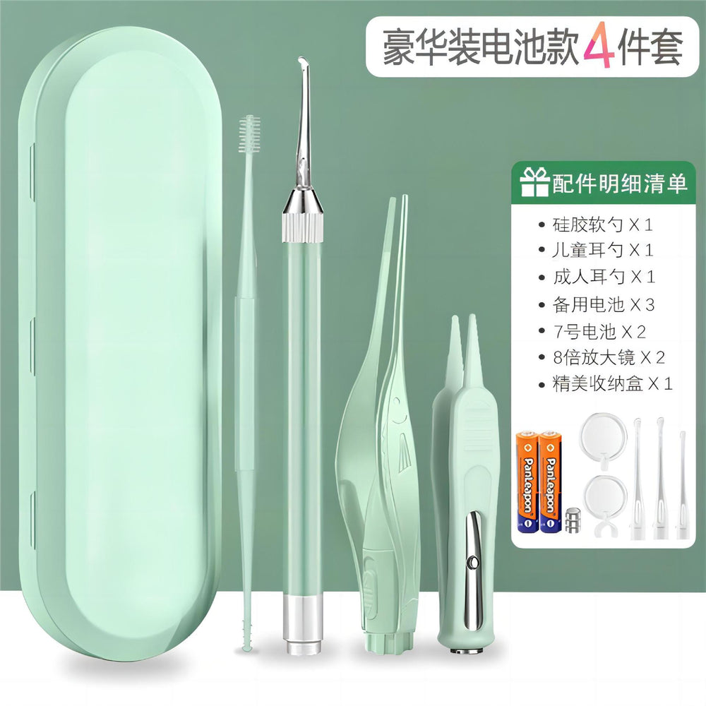 Glowing ear spoon & earwax tweezer set - kids' ear cleaning kit with visual inspection - baby ear pick - in stock & ready to ship
