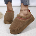 Thick soleoutwearwinter baotou half slippers new arrival ethnic style lace furry half-top export snow cotton slippers