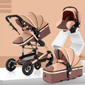 Baby stroller, 2-way high view, convertible (sitting/reclining), lightweight, foldable, shock-absorbing, newborn infant toddler pushchair