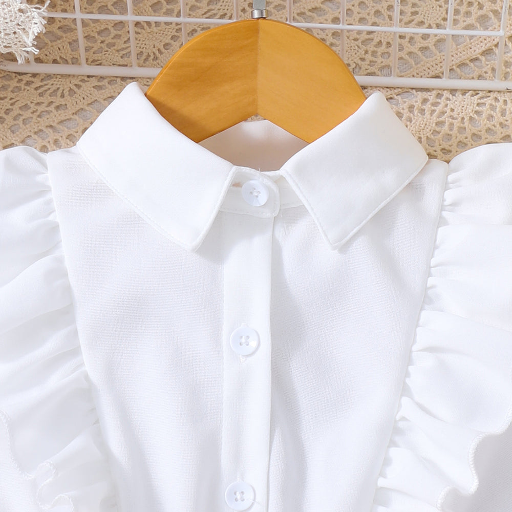 Girls' dress for toddlers and young children, ruffle trim mesh dot dress